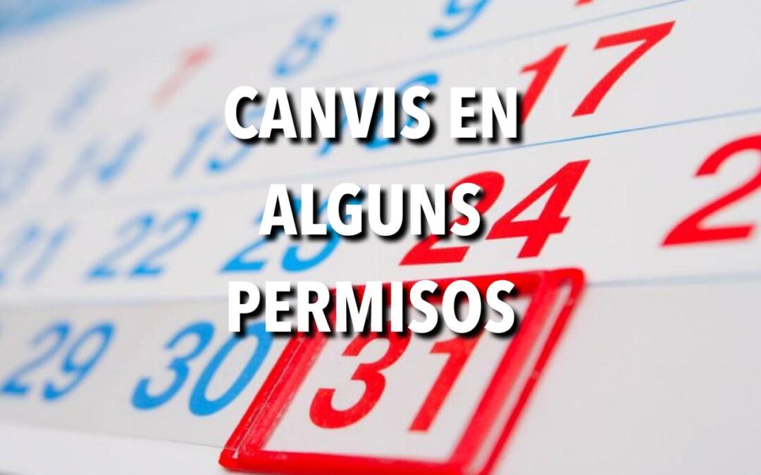 CANVIS EN ALGUNS PERMISOS