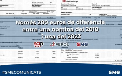 Només 200 euros de diferència entre una nòmina del 2010 i una del 2023