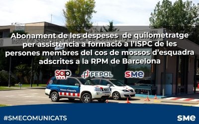 Abonament de les despeses de quilometratge per assistència a formació a  l’ISPC de les persones membres del cos de mossos d’esquadra adscrites a la RPM de Barcelona