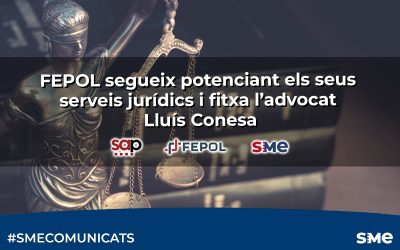 FEPOL segueix potenciant els seus serveis jurídics i fitxa l’advocat Lluís Conesa