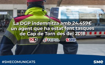 La DGP indemnitza amb 24.459 euros un agent que ha estat fent tasques de Cap de Torn des del 2018