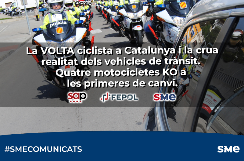 La VOLTA ciclista a Catalunya i la crua realitat dels vehicles de trànsit. Quatre motocicletes KO a les primeres de canvi.