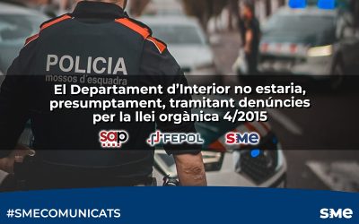 El Departament d’Interior no estaria, presumptament, tramitant denúncies per la llei orgànica 4/2015