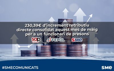 230,39 euros d’increment retributiu directe consolidat aquest mes de maig per a un funcionari de presons